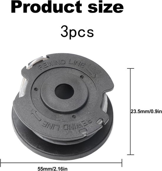 3 stuks grastrimmer spoel vervanging voor Bosch ART 23 SL 26 SL, EasyGrassCut 18, 23, 26, 18-230,18-260, grastrimmer F016800569 F016800385 grastrimmer draad vervangende spoel en lijn — afbeelding 2