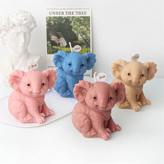 3D Koala siliconen vorm kaarsvorm dier koala siliconen vormen voor fondant, sojawas, kaarsen, zeep, gipsculptuur, epoxyhars, handwerk — afbeelding 4