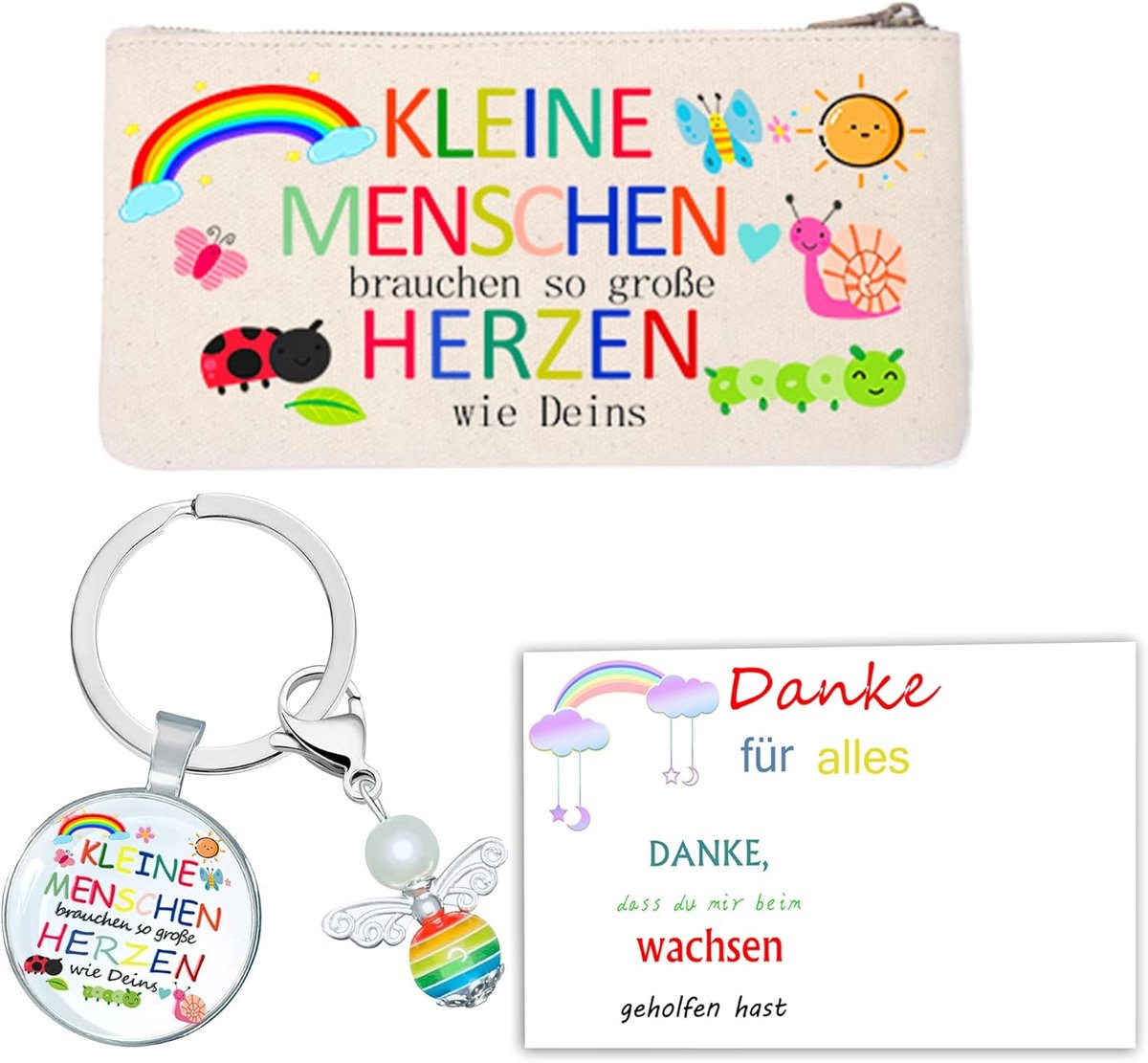 Grote harten afscheidsgeschenk opvoeder lerares met hart zakje geschenk afscheid opvoeder dagmoeder Kita kleuterschool parelengel 3D sleutelhanger