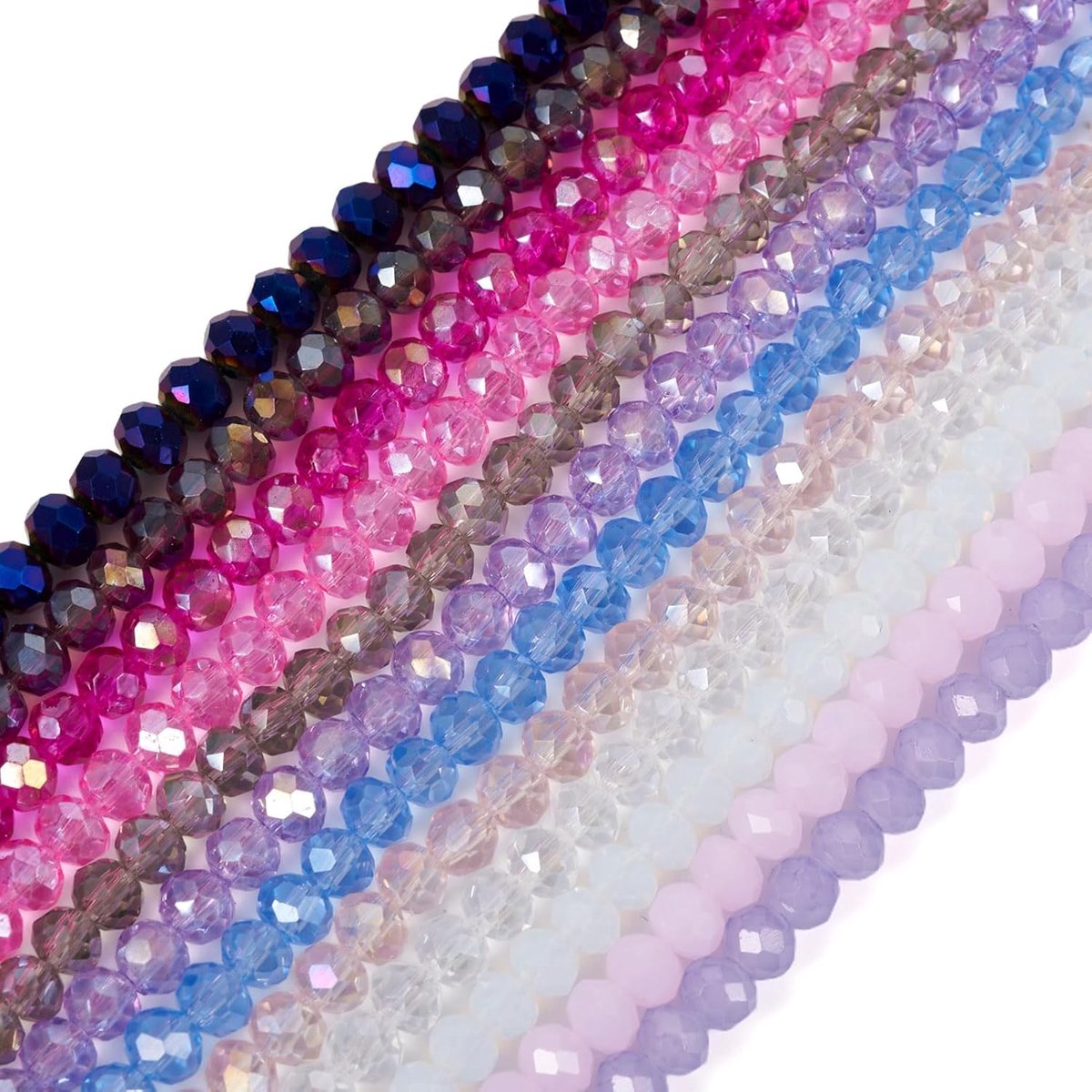 12 strengen gefacetteerde rondelle kralen AB kleur paars roze kristal glas rocailles bulk voor doe-het-zelf ambachten vriendschap armbanden sieraden maken