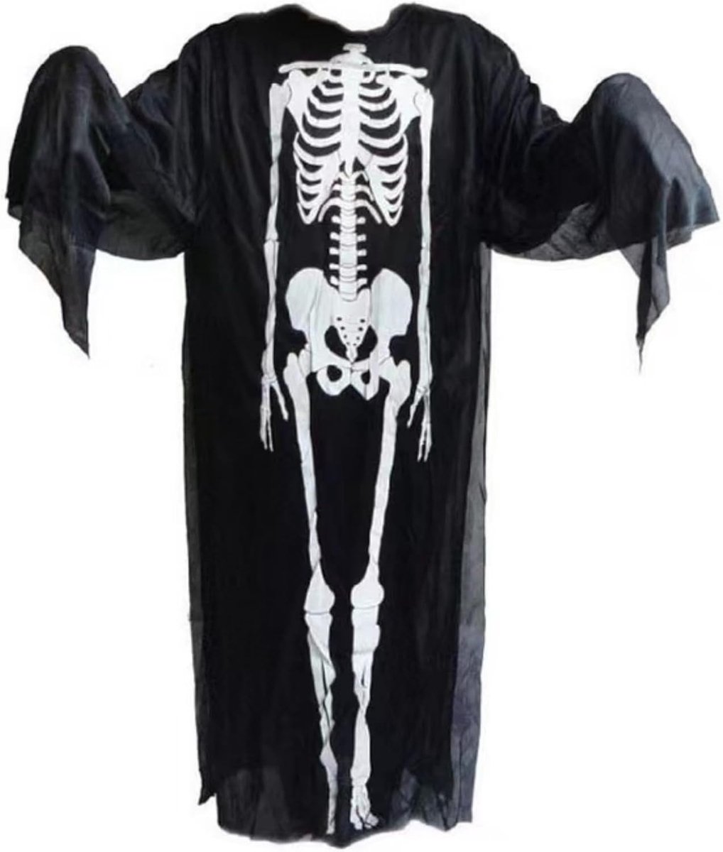 kostuum, skelet maaier Halloween spookachtige skelet jurk Magere Hein Kostuum Set (130cm)