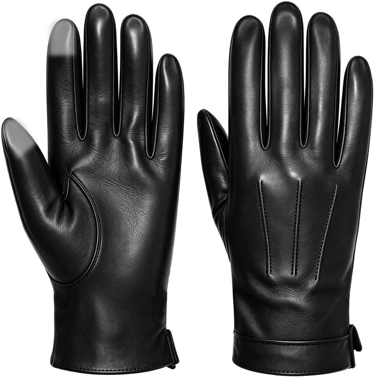 SM052EU Warme gevoerde kasjmier touchscreen leren handschoenen voor heren
