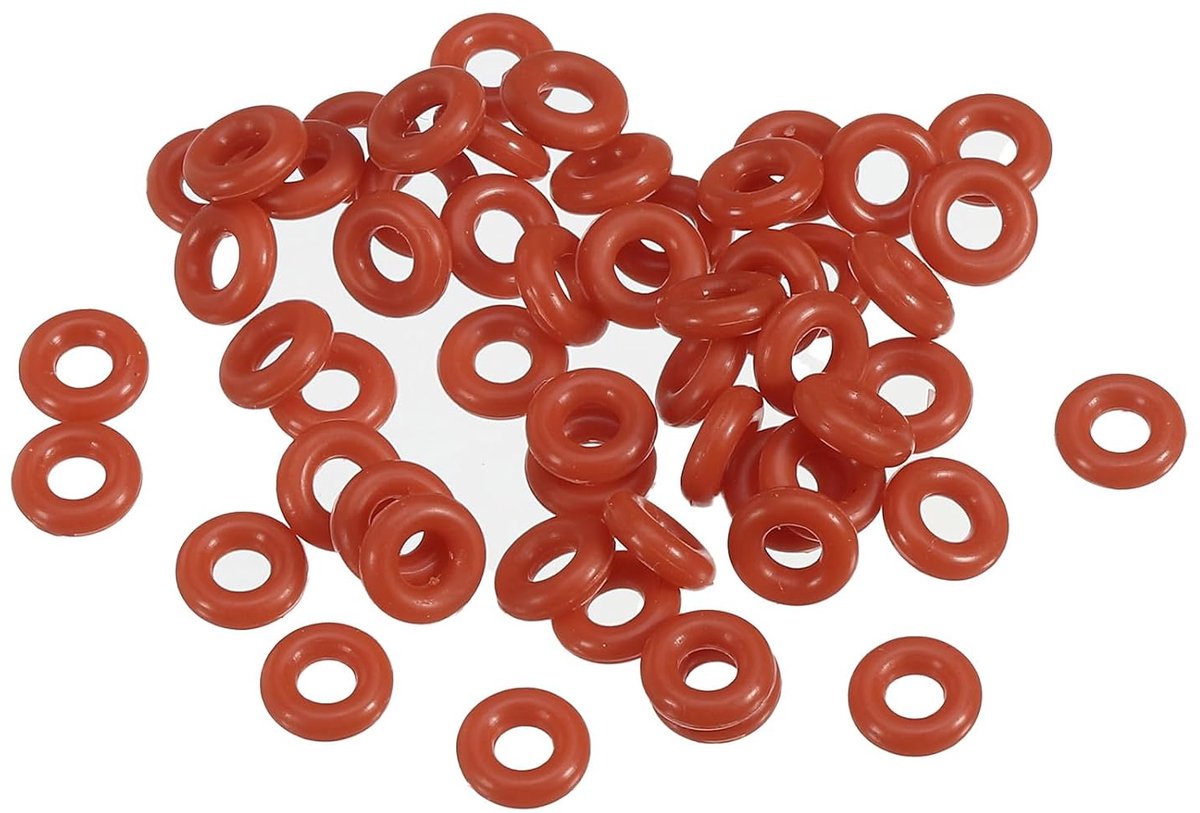 O-ring siliconen 7 mm OD 3 mm ID 2 mm breed, 50 stuks metrische afdichting, Vmq, vervanging voor reparatie van hydraulische compressorventielen, rood