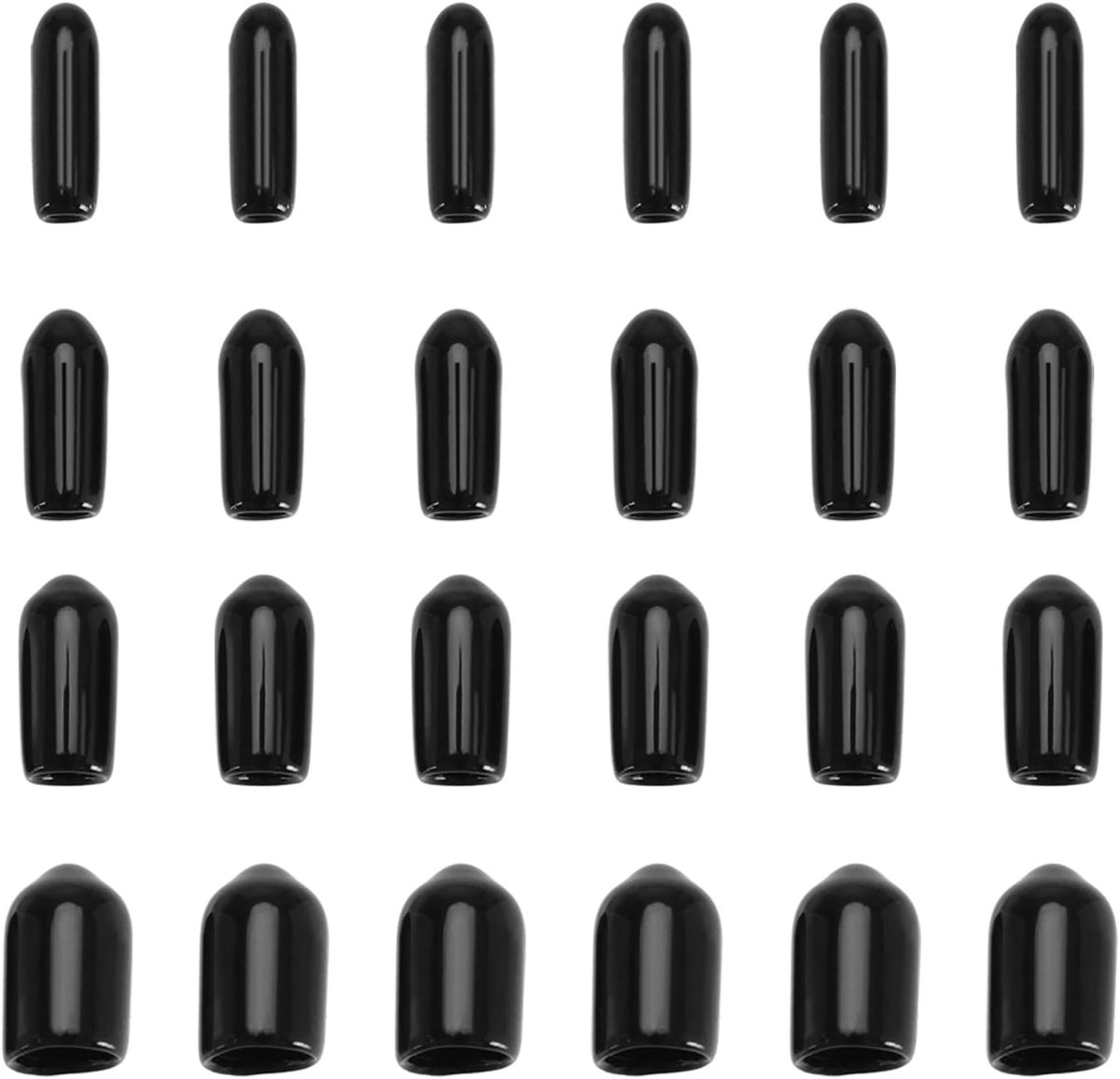 200 STKS Ronde Eindkappen PVC Stofdichte Schroefdraad Beschermers M2 M3 M4 M6 voor Elektrische Draad Nagelkop Ronde Buis Zwart