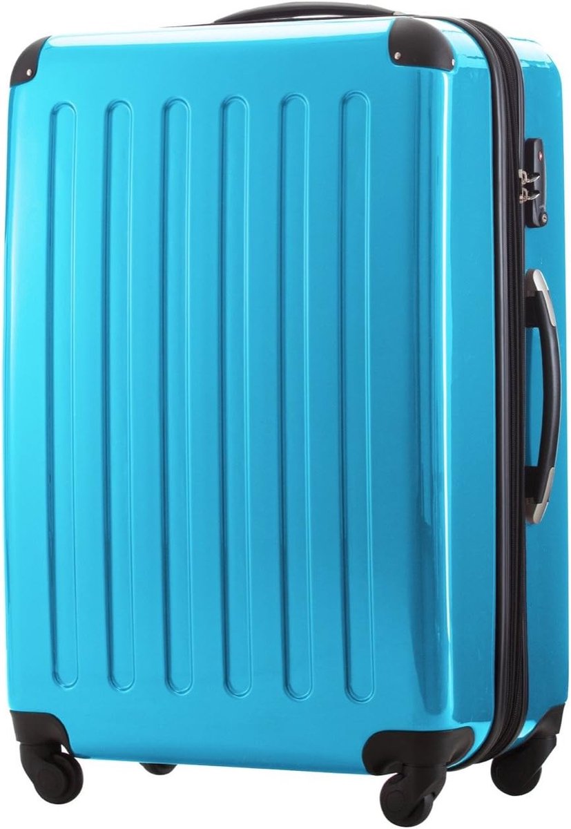ALEX - Uitbreidbare hardschalige koffer 75 cm (119 l) met TSA-slot, robuuste trolley-reiskoffer met 4 dubbele wielen, Cyaan blauw