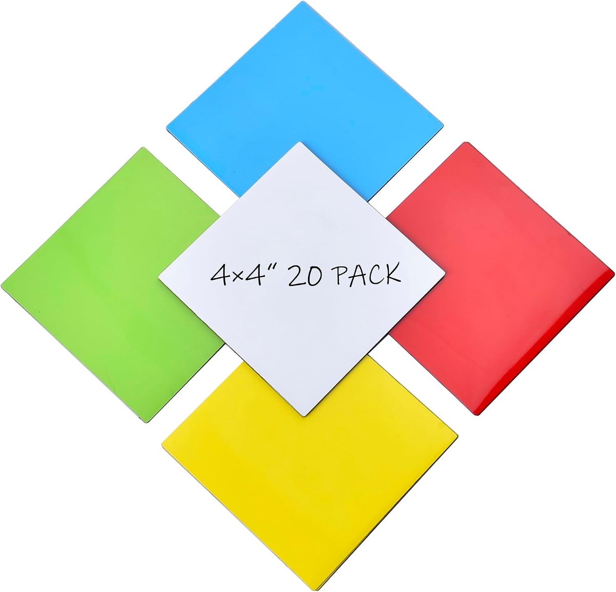 Magneetstrips, beschrijfbaar, 20 stuks, 10 cm x 10 cm, meerkleurig, herbruikbaar en uitwisbaar, voor klaslokaal, thuis, kantoor, whiteboard, koelkast, handwerk, naambordje (RML3530S)