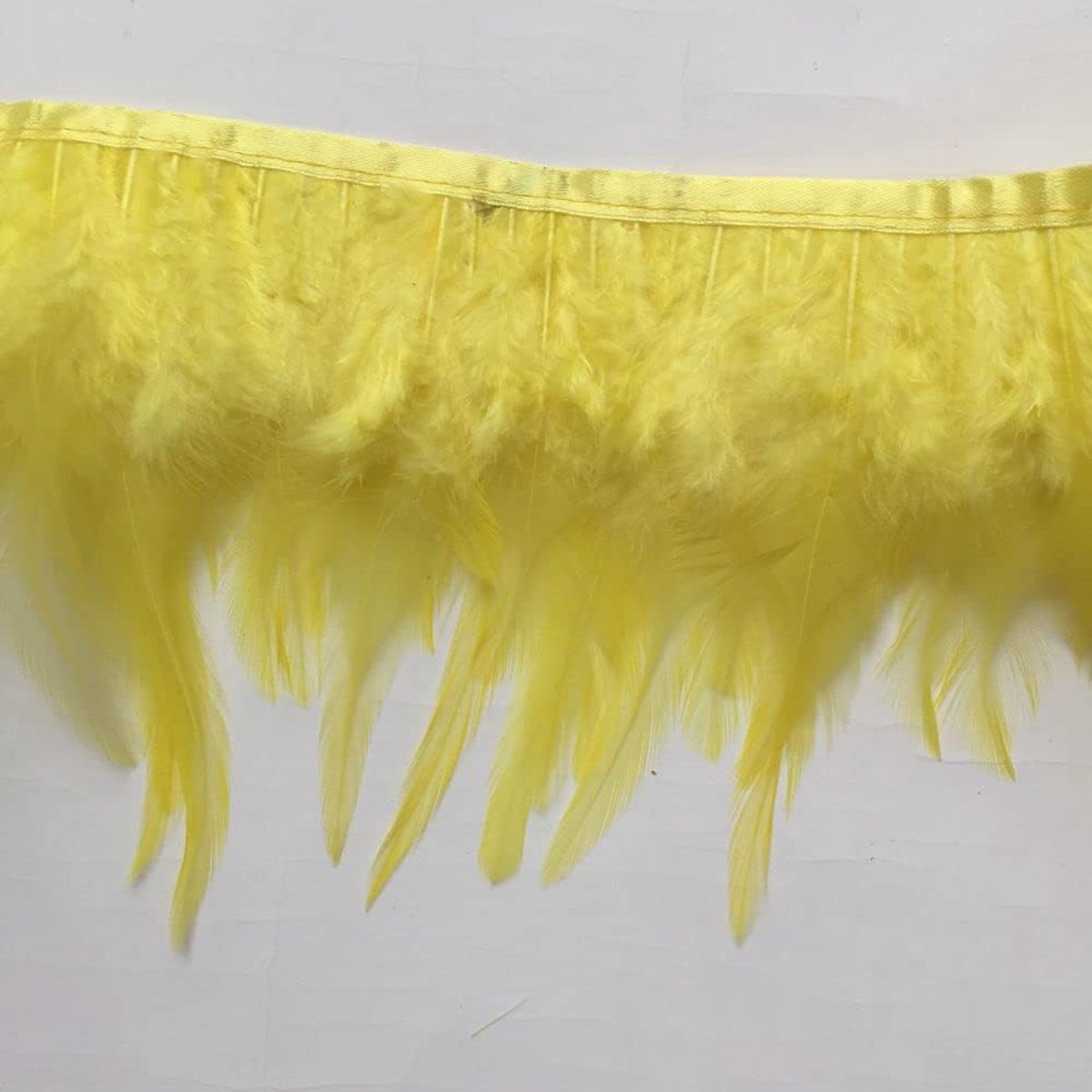 2 Yards Natuurlijke Haan Hackle Veer Trim Fringe 4-6 "in Breedte Jurk DIY Decoratie (Geel)