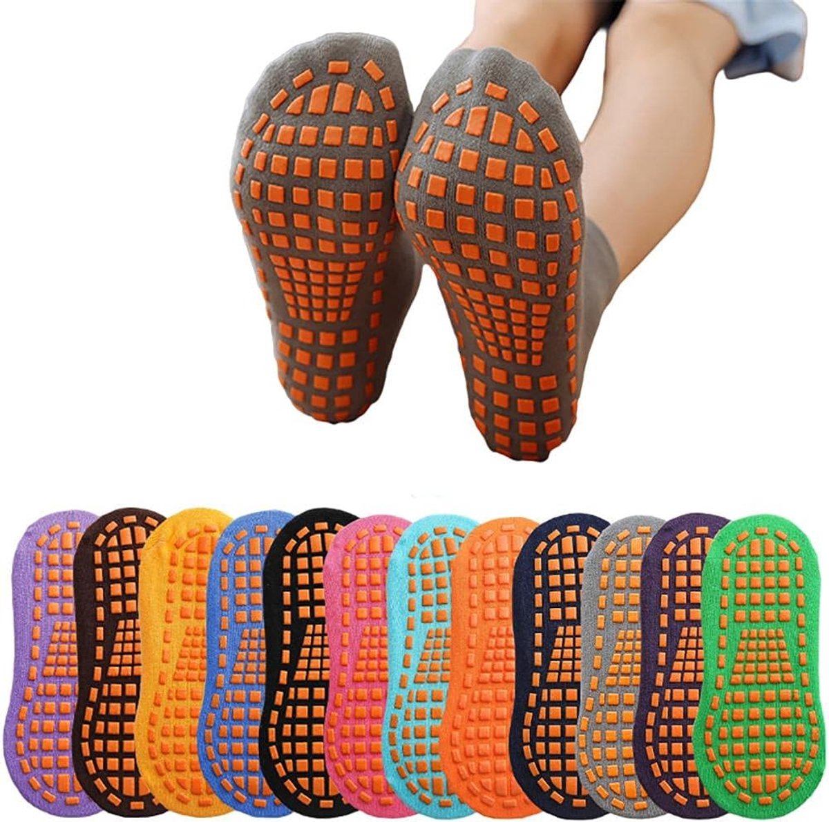 Sokken met handgrepen, yogasokken voor vrouwen, antislip sokken met handgrepen, pilates ballet barre yogasokken, trampoline vloersokken voor volwassenen, thuissokken voor pilates