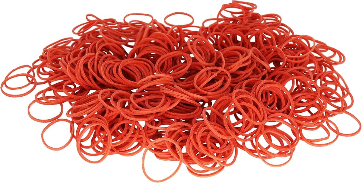 Gummiringen rood | Rekbaar | Ø 60 mm, 1 mm dik, 500 g zak [andere varianten in het aanbod te kiezen] | Gummibanden | Huishoudelijke elastiekjes voor bundelen, fixeren of knutselen