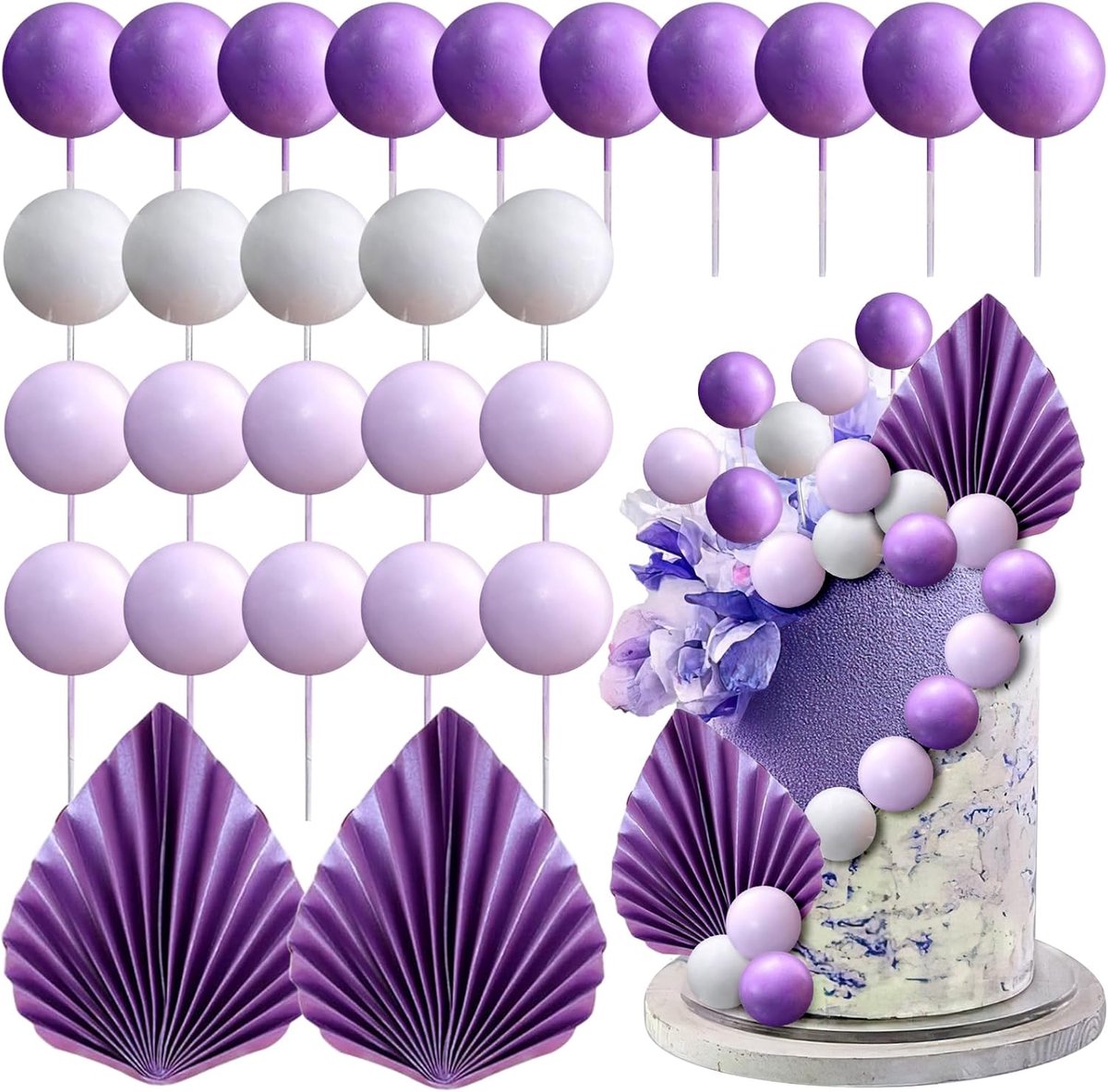 taartdecoratie, 27 stuks palmbladeren feesttaartdecoratie, verjaardagstaartdecoratie, cupcake-decoratie voor verjaardag, cupcake-decoratie
