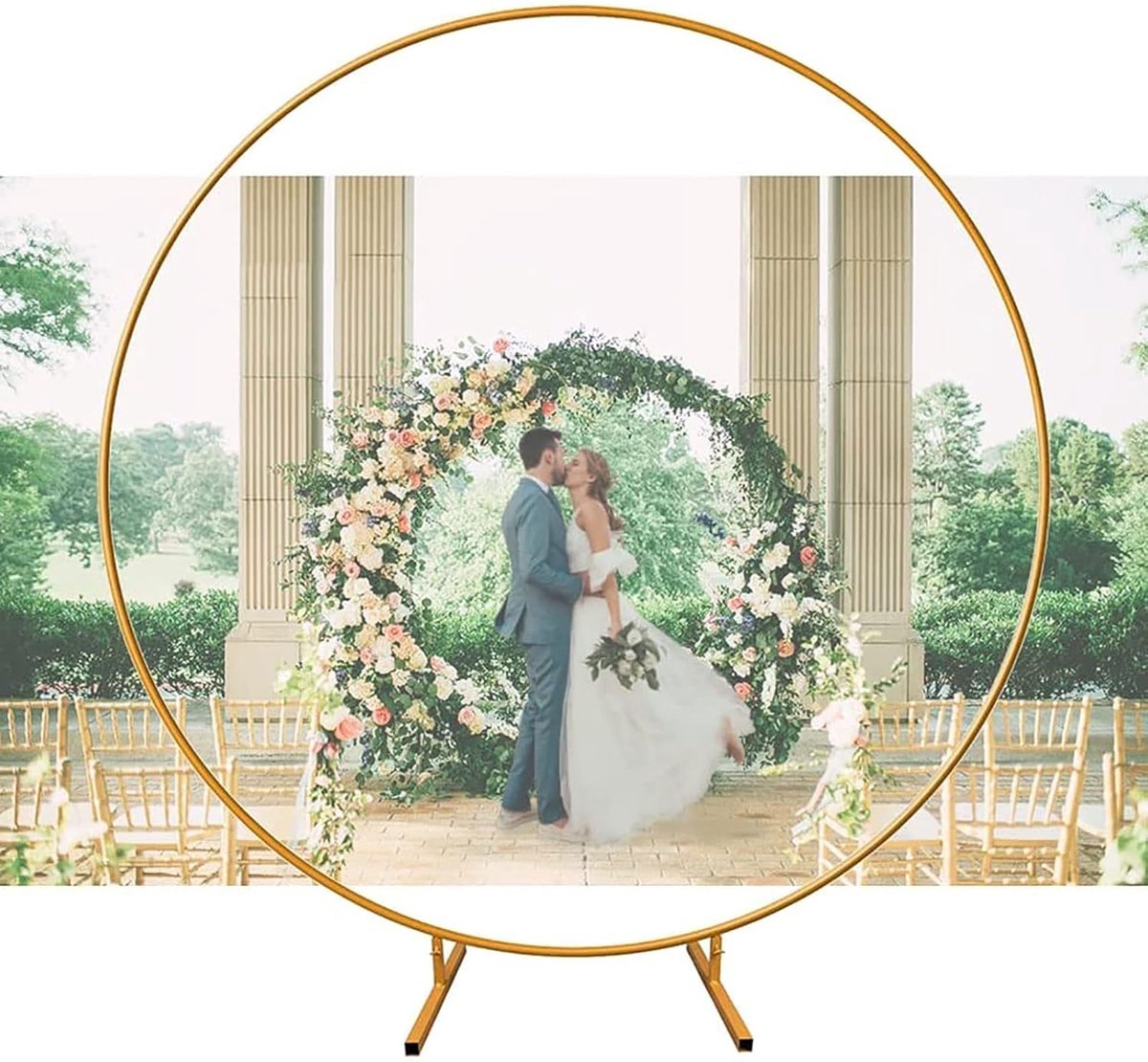 Metalen Boog Tuin Prieel Ijzer Cirkel Bruiloft Props Tuin Bogen Decor voor Indoor Outdoor Verjaardagsfeestje Tuin Decoratie Feestartikelen,Goud,1.2M