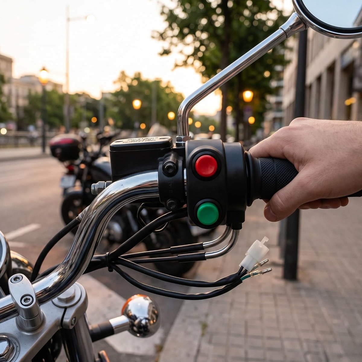 2 in 1 motorfiets koplamp claxon/uitschakelaar stuurgreep stuurknop schakelaar voor scooter elektrische fiets-Dubbele Motorschakelaar