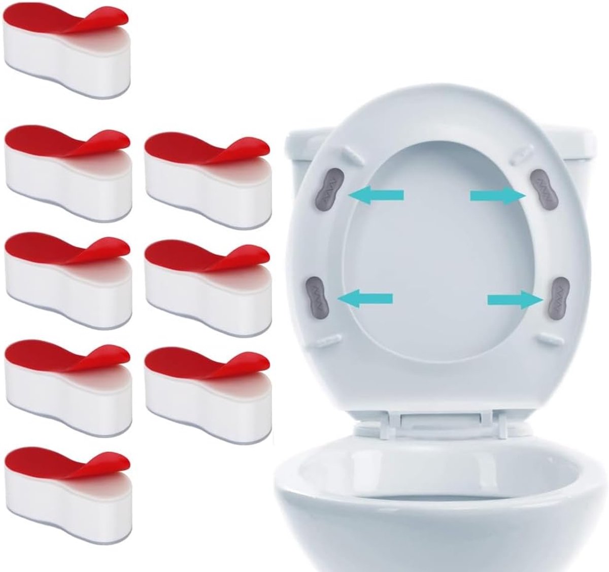 8 x wc-bril-bumpers, wc-bril, bumper, afstandhouder, steunstoppen, push-in-toiletbril, bufferset, zelfklevende vervangende bumpers voor thuis, hotel