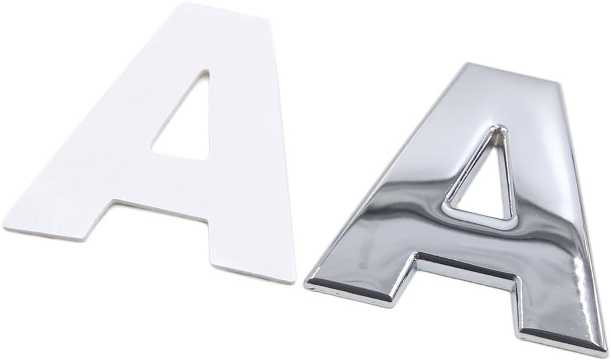 sourcing map Zilverkleurige metalen A-letter alfabetsticker, embleembadge, sticker voor auto
