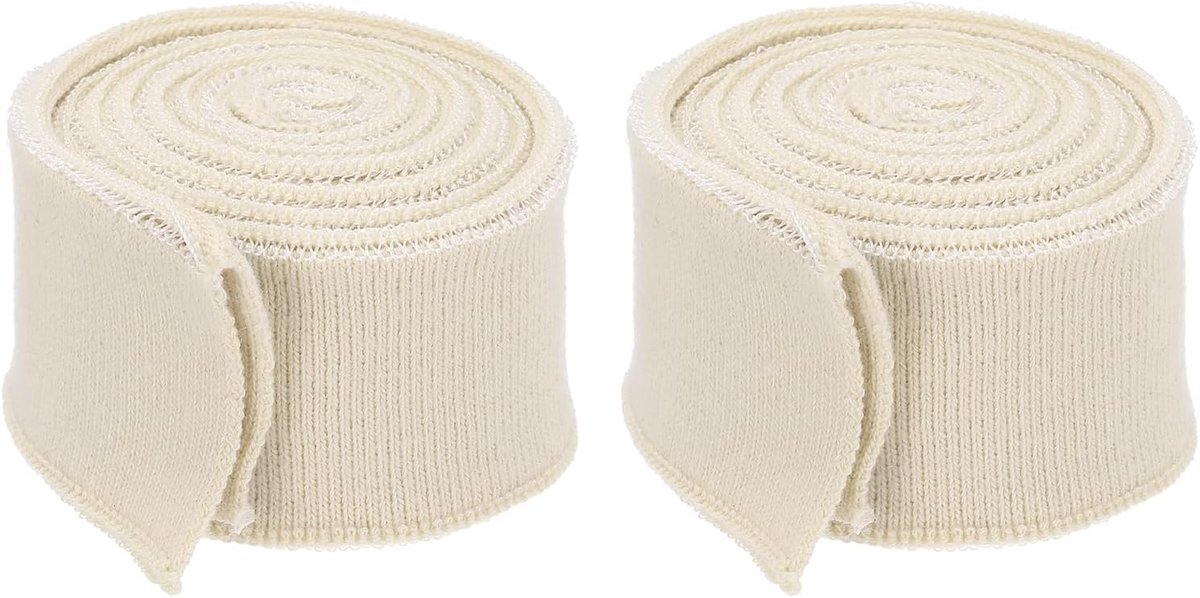 Elastische manchetten, naaien, katoen, geribbelde mouwen, riem, geribbelde rand, [voor stof, doe-het-zelf handwerk] - abrikoos, 2 stuks