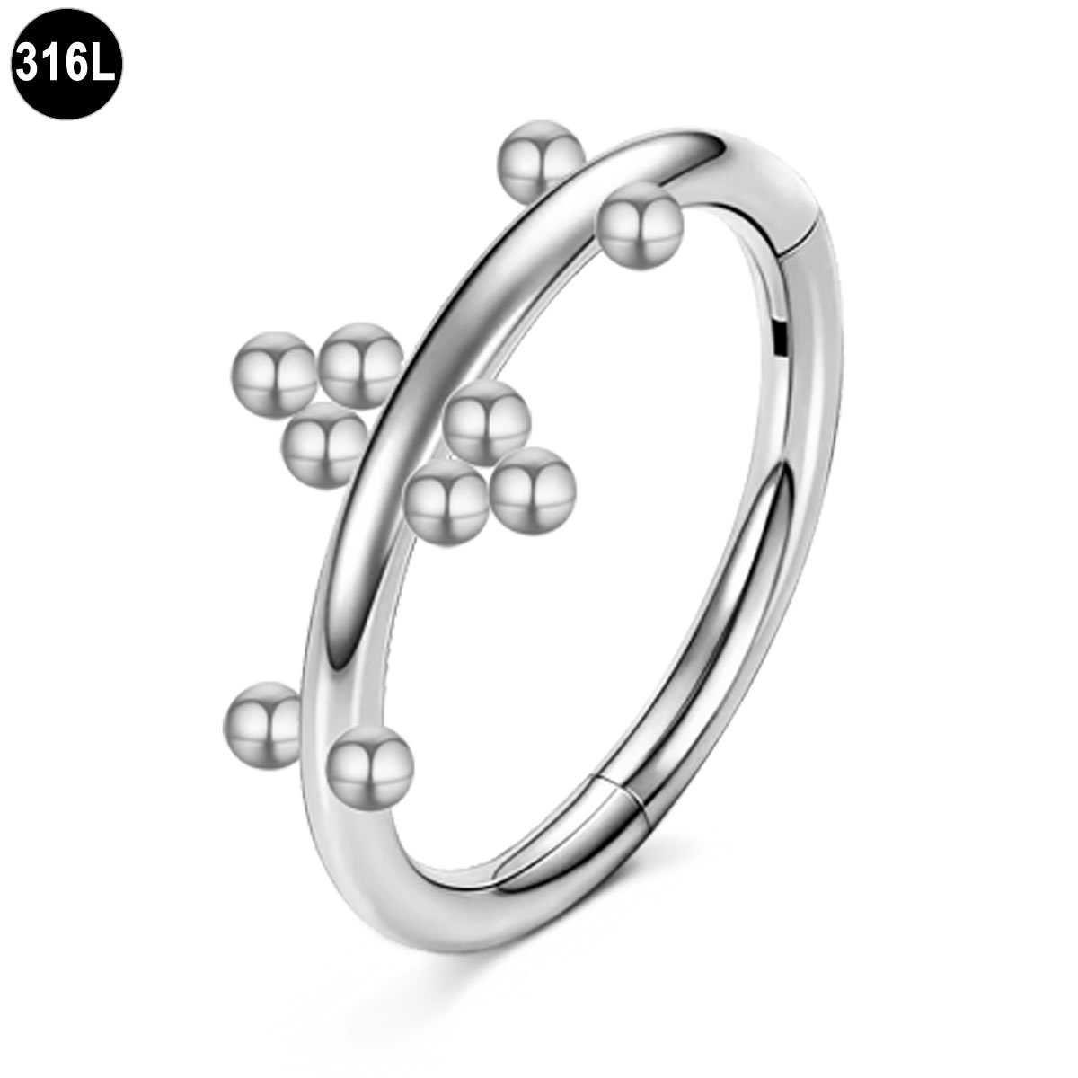 Helix -Tragus - Segment Ring Piercing - 1.2 x 8mm – Clicker Piercing met Balletjes – 316L Chirurgisch Staal