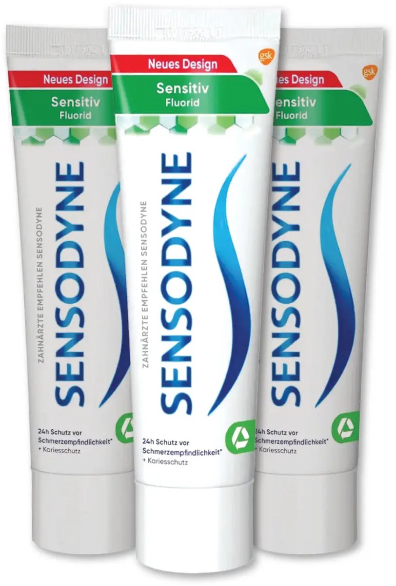 Sensodyne Tandpasta - Sensitive Fluorid - Dagelijkse Tandpasta voor Gevoelige Tanden - 3 x 75 ml