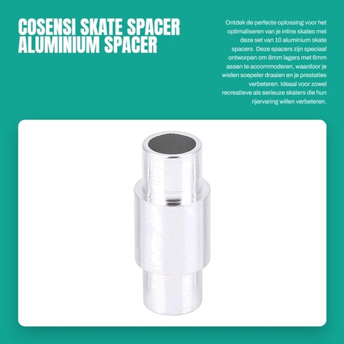 Skate Spacer set van 10 - Aluminiumlegering - Afstandhouders voor lagers - Geschikt voor 8/6 mm - Soepelere beweging - Duurzaam materiaal