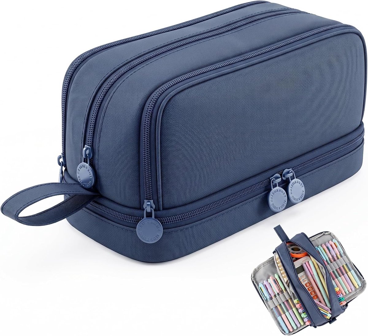 KZQ Grote Pencilcase met 4 Gescheiden Vakken en Indexlabels, Multifunctionele Etui voor Schoolbenodigdheden, Geschikt als Cadeau