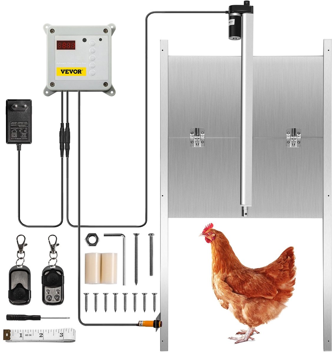Sello! automatische kippenhokdeur – timer – lichtsensor– programmeerbaar – veiligheidssensor – aluminiumlegering – 30 x 30 cm