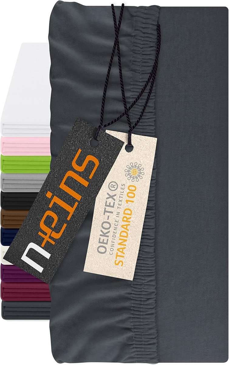 Fitted Sheet 120 x 200 cm - 100% Katoen - Antraciet - Perfecte pasvorm - SnelShoppen