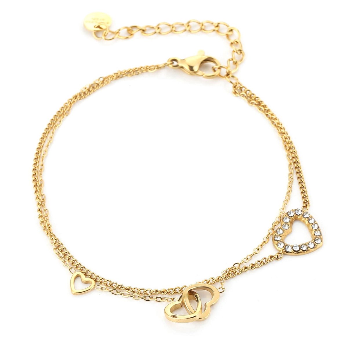 Michelle Bijou Armband Dubbel Hartjes goud