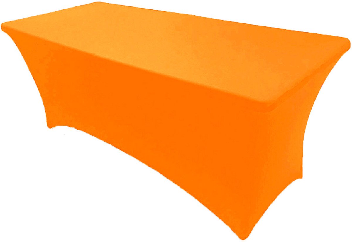 Tafelhoes - Tafelrok - Spandex - Stretch tafelhoes - Tafel decoratie - Feestdecoratie - Table cover - Tafelkleed - Uitrekbaar - Event decoratie - 183 x 76 cm - Oranje - Jonyx