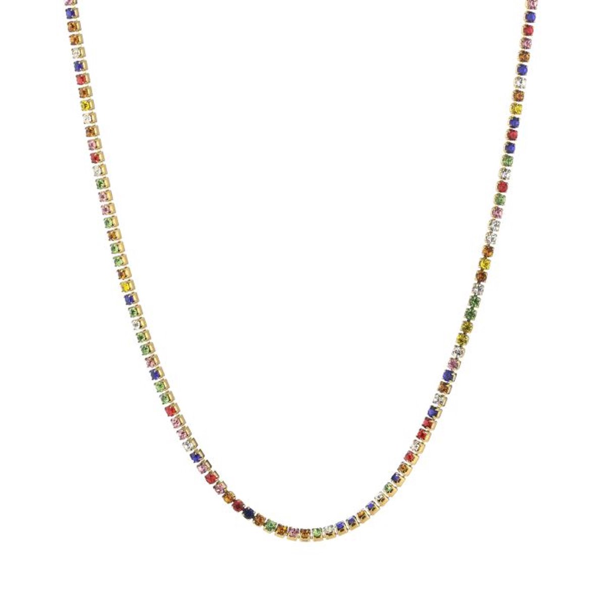 Michelle Bijou Ketting Strass Rainbow goud multi