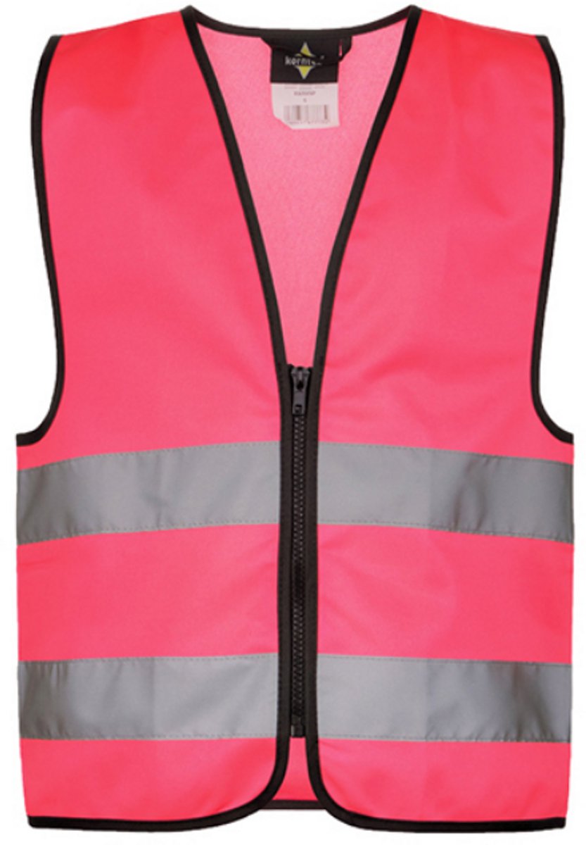Korntex Kids´ Hi-Vis Safety Vest With Front Zipper Aalborg KX201 - Neon Pink - XS (3-6 Jahre)