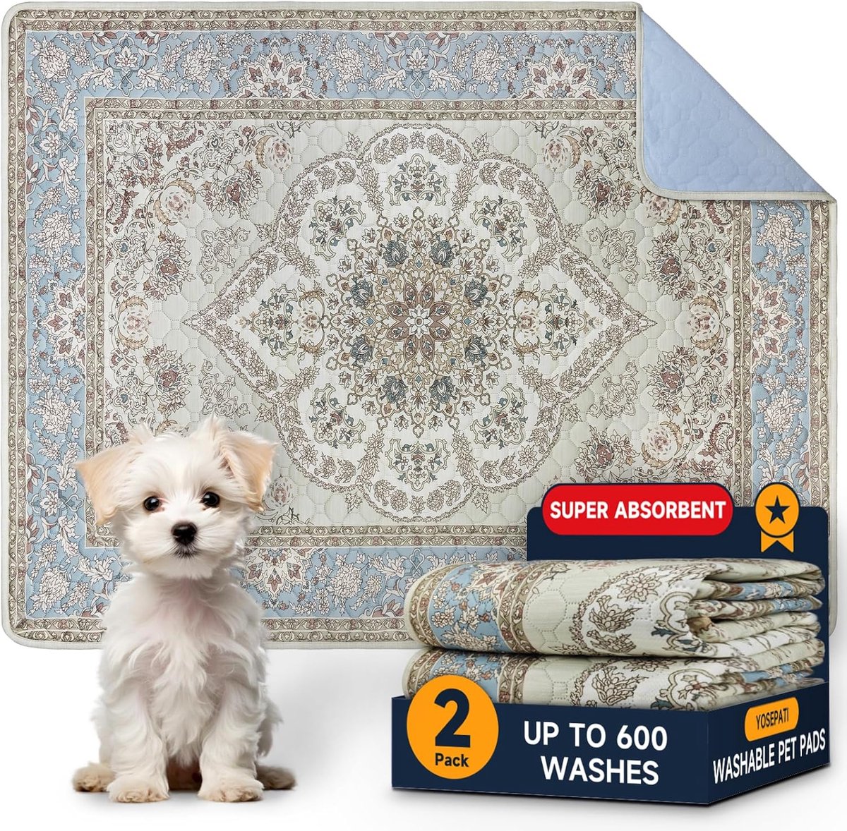 SnelShoppen - Wasbare Plassenmatten voor Honden, Set van 2 met Pheromonen 60 x 45 cm | Verbeterde Herbruikbare Puppy Pads 2026 Super Absorberend Water