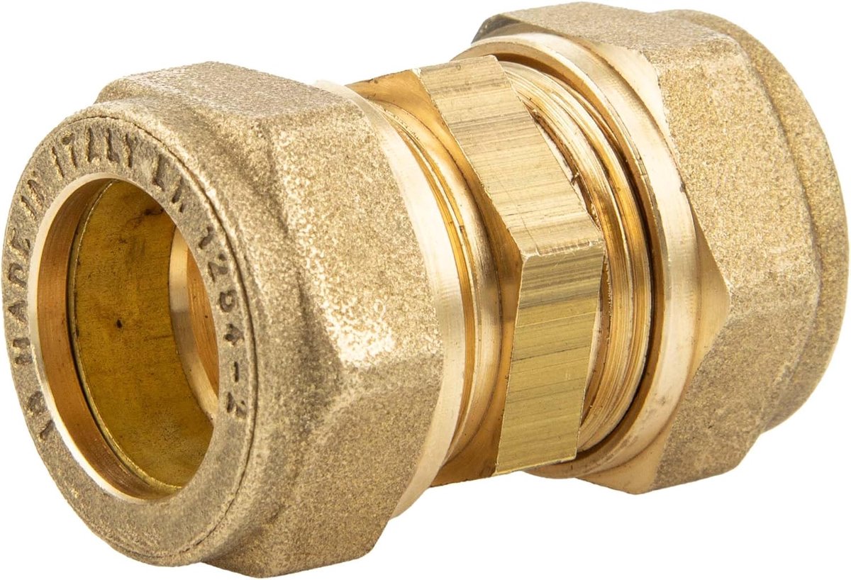 tecuro Messing klemringschroefverbinding 15 x 15 mm voor drinkwater DVGW W 534, compatibel met koperen buizen en precisiestalen buizen, metallic afdichtend