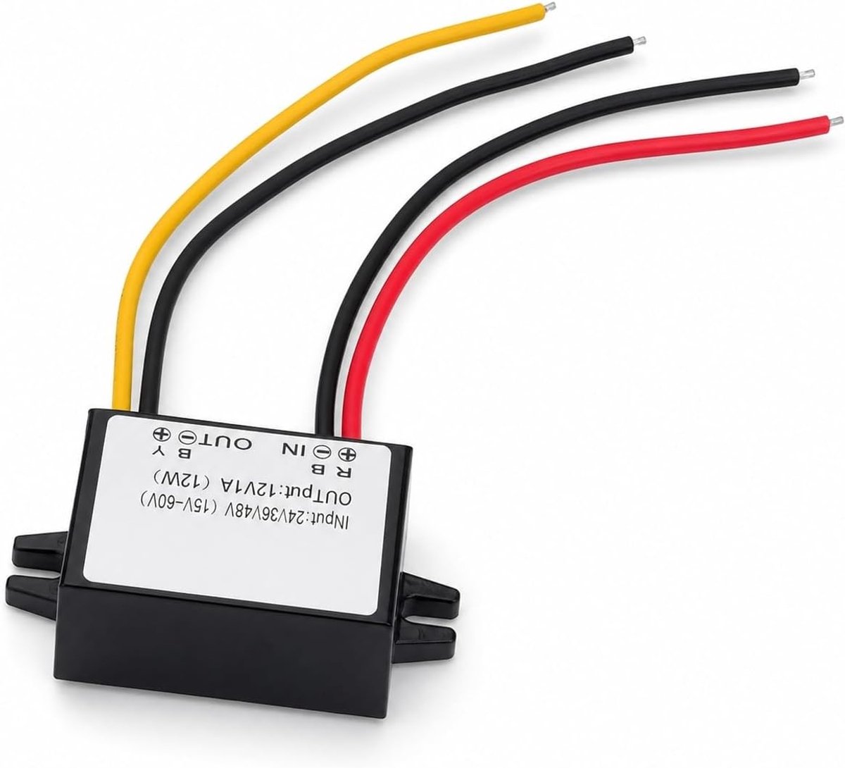 Naar DC-converter Buck-converter, 24V 36V 48V (15-60V) Naar 12V 1A 12W DC-converter Buck-transformator, Ultradunne PP-shell Epoxyharsvoedingen