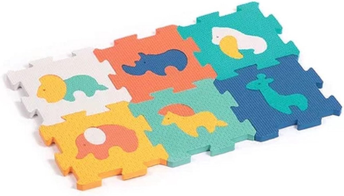 - Afneembare Baby Dierentegels - Baby Puzzel - 6 Schuimtegels - Vanaf 10 Maanden - Ontwaken Baby & Welzijn - Ontwikkelt Touch, Ontdekking & Reflectie - 16,5 x 16,5 x 1,2 cm