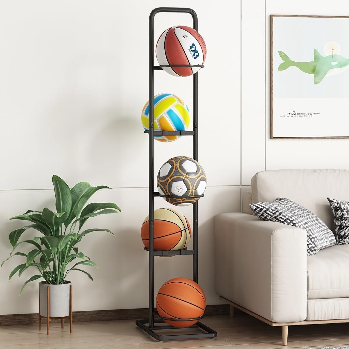 balrek - duurzame opslag van koolstofstaal voor basketbal, voetbal, volleybal en meer - eenvoudig te monteren, waterdicht, stevig - 144 cm H