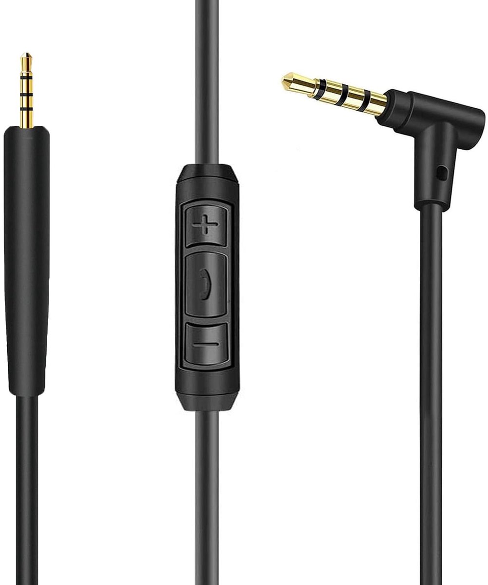 audiokabel 3,5 mm naar 2,5 mm stereo jack-kabel voor Bose QuietComfort QC25, QC35, on-ear 2, OE2, OE2i hoofdtelefoon inline microfoon/afstandsbediening - zwart