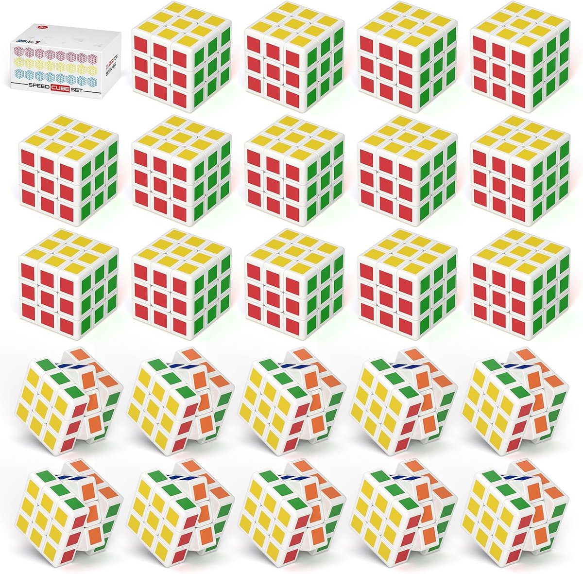 Mini toverdobbelstenen, set van 24 stuks, mini-stickerloze dobbelstenen, magische kubus-speelgoed voor Kerstmis, reisspellen, retro decoratie, gedulspelletjes, kinderverjaardag, meisjes en
