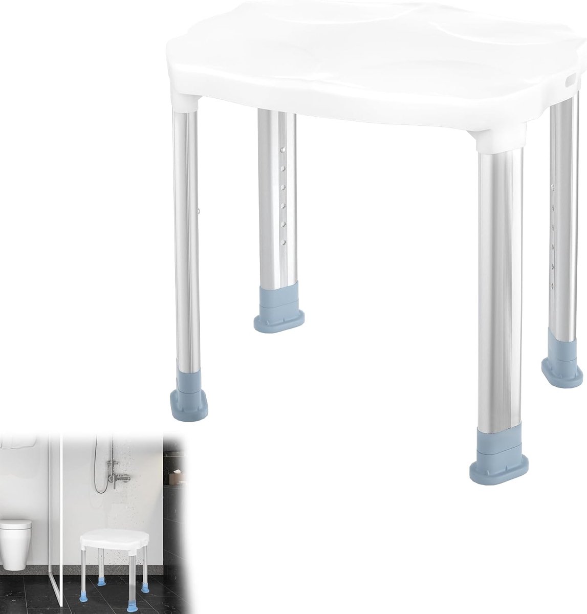 Douchekruk, badkruk, douchestoel, in hoogte verstelbaar, 41-53,5 cm, antislip, douche-hulp, douchestoel, badstoel voor senioren, zwangere vrouwen, tot 150 kg