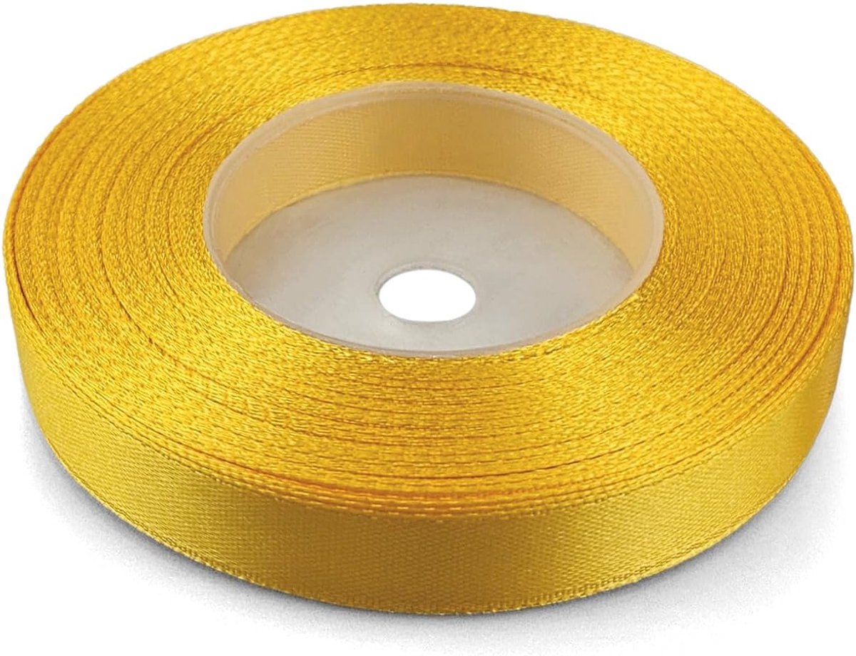 1 satijnen lint 12mmx32m zonneschijn geel stof rol voor knutselen bruiloft geschenk decoratie verpakking