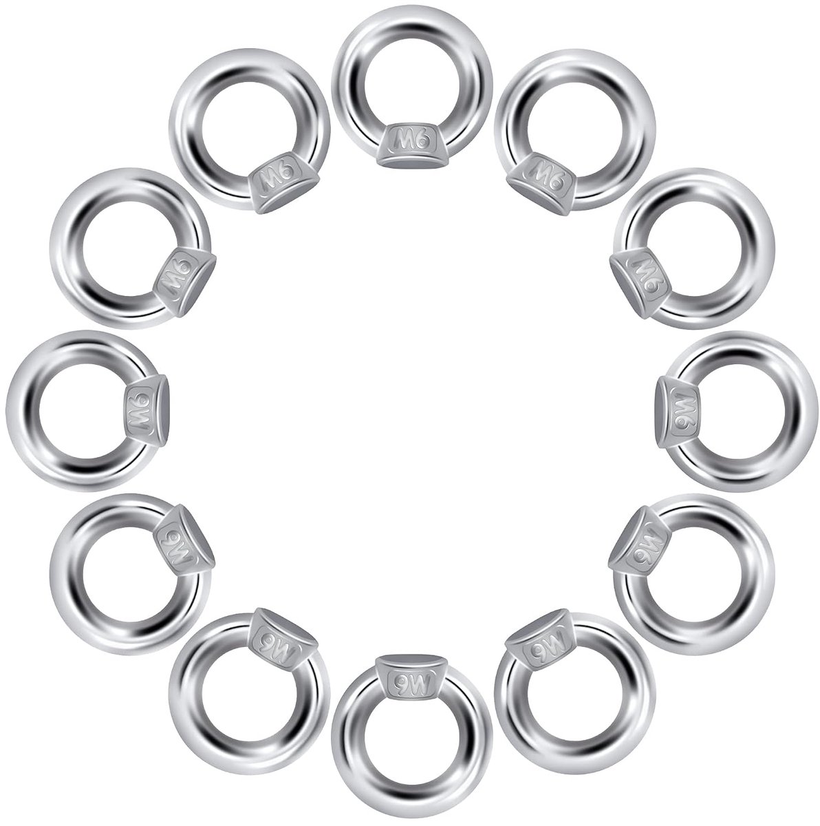 Ringmoer M6 oogmoer 304 roestvrij staal oogmoer ringogen hardware ringvormige om te heffen accessoires 12 stuks