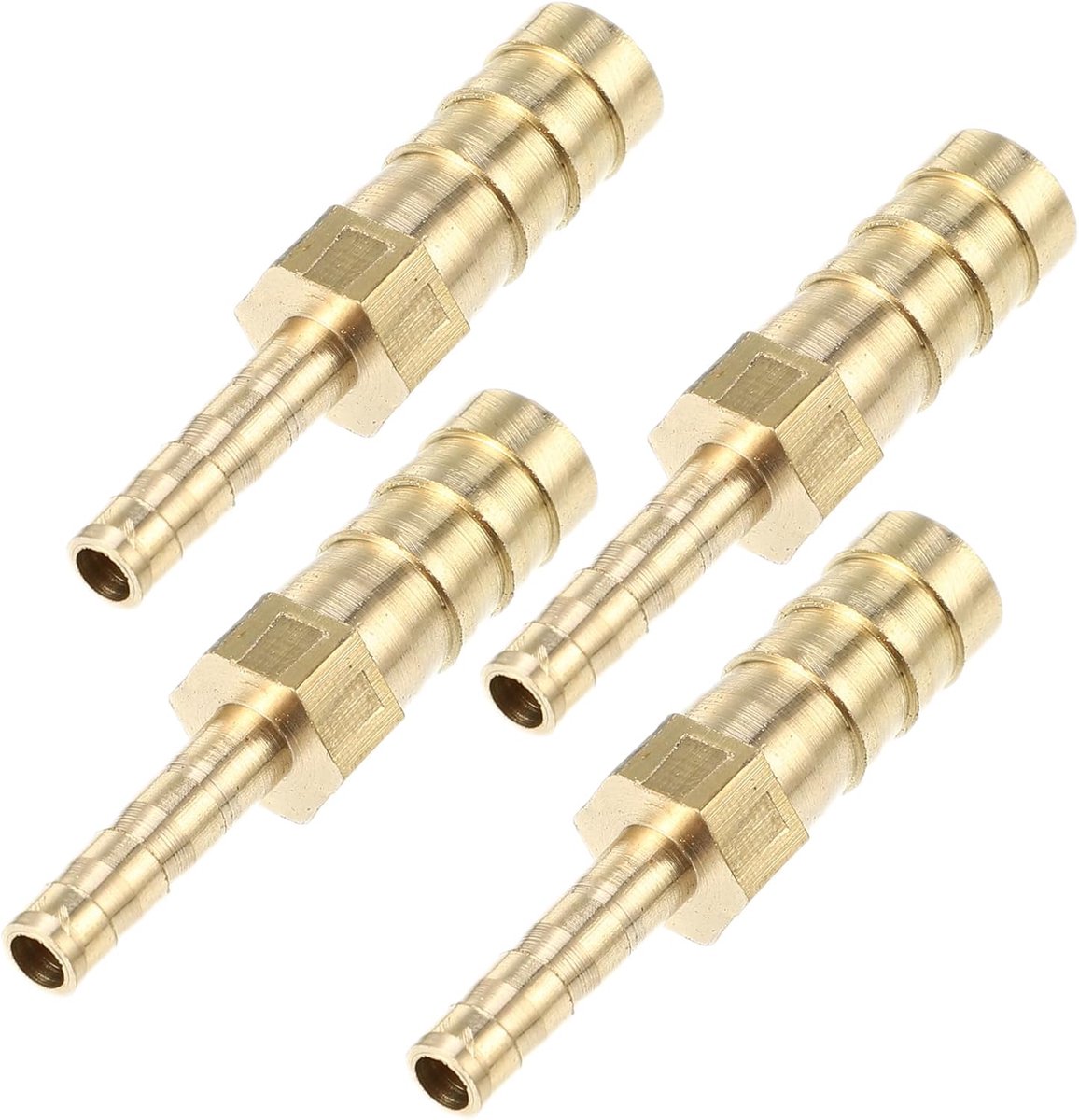 4 stuks 8 mm - 4 mm, recht met barvorm, messing, slangverbinders