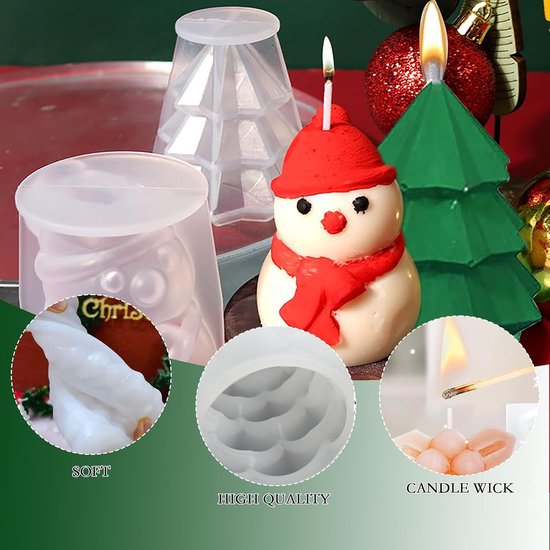 Mallen, Set van 2, voor DIY Kaarsen, Hars, Zeep, Snoep, Chocolade - Perfect Kerstcadeau (Roye Pine) — afbeelding 2