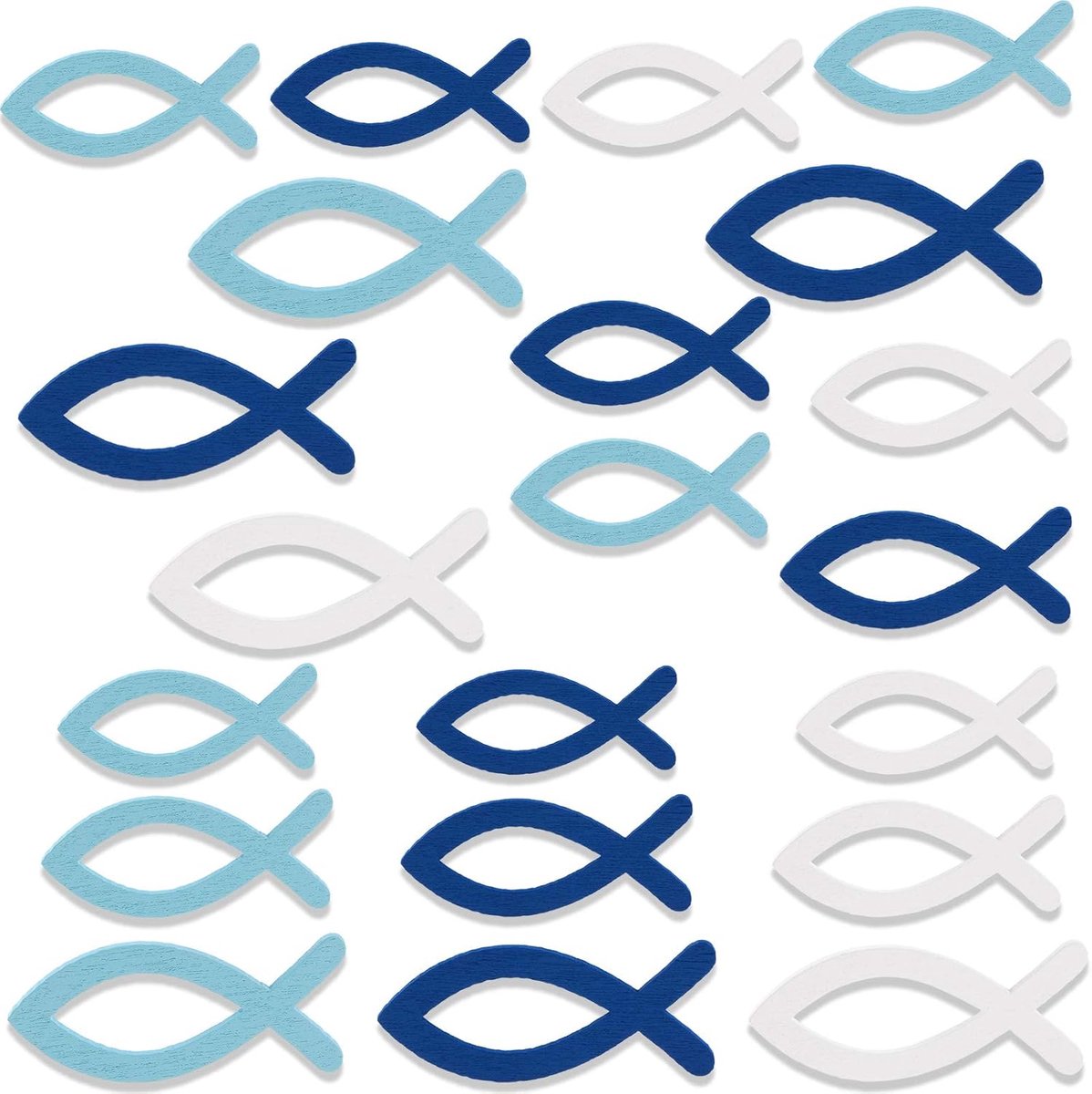 180 stuks houten vissen, communie decoratie voor jongens, blauwe strooidecoratie, tafeldecoratie, communie, doop, vormsel, decoratie, vissen, doopdecoratie voor jongens