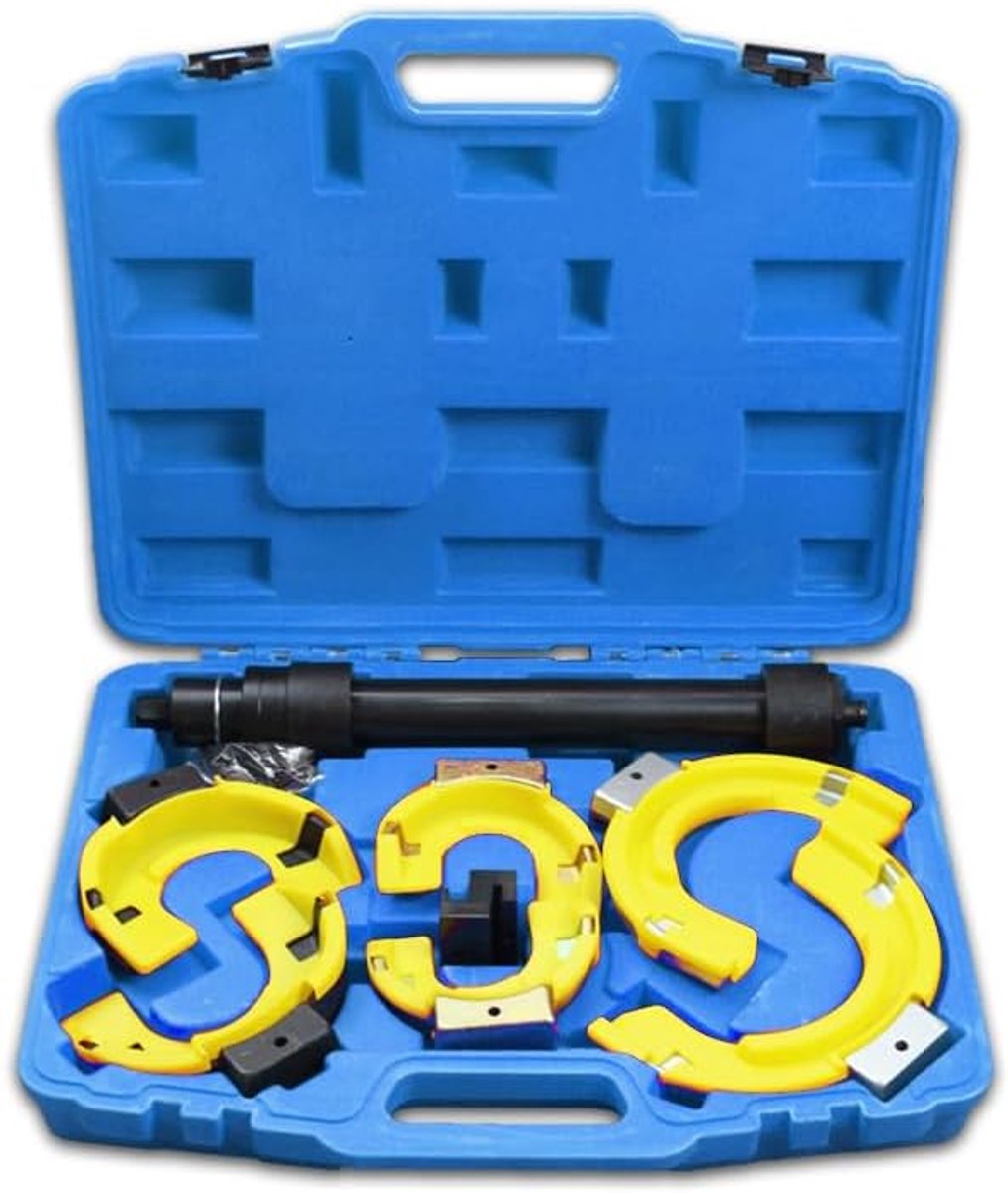McPherson veerspanner, set met chassisveren, schokdemper, Mc Pherson gereedschap, veerpoten, autogereedschap, speciaal gereedschap voor auto