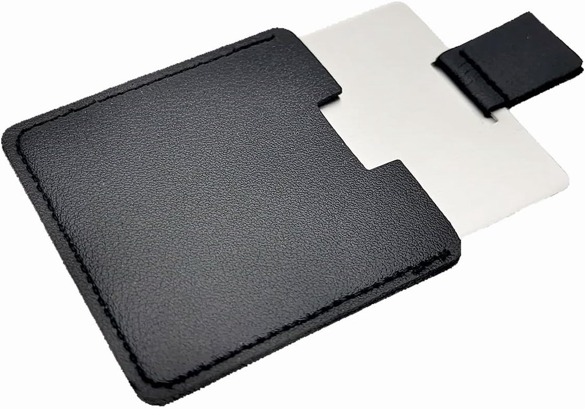 reisspiegel, 6 cm, mini-handspiegel, roestvrij staal, onbreekbare spiegels met PU-lederen etui (zwart)