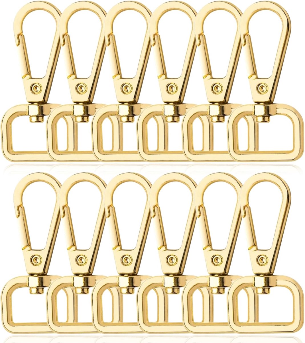 12 stuks gouden sleutelhangers D-ringen draaibare kreeft haken draaibare karabijnhaak van legering voor het maken van handgemaakte tassen rugzakken knutselen gebruikt