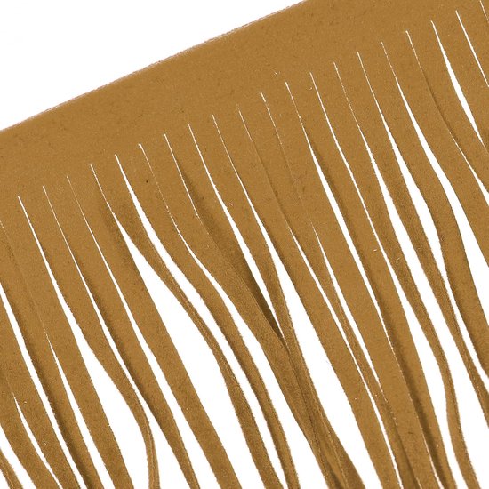 1 Iarda 10 cm franjes van PU-leer nappaleer afwerking dubbelzijdig naaien voor doe-het-zelf kleding handwerk decoratie rok, kaki — afbeelding 2