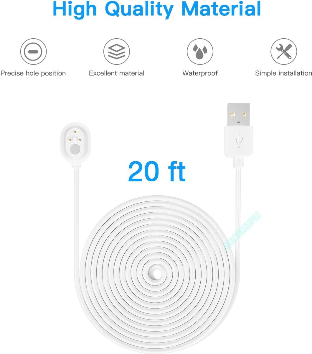 Arlo Ultra/Arlo Pro, 3 magnetische kabel, weerbestendig, BECEMURU compatibel met Arlo Ultra&Ultra 2/Arlo__PLACEHOLDER_BRAND_2__ 3/Pro 4 bewakingscamera (wit) (20ft/6 m, 1 verpakking)