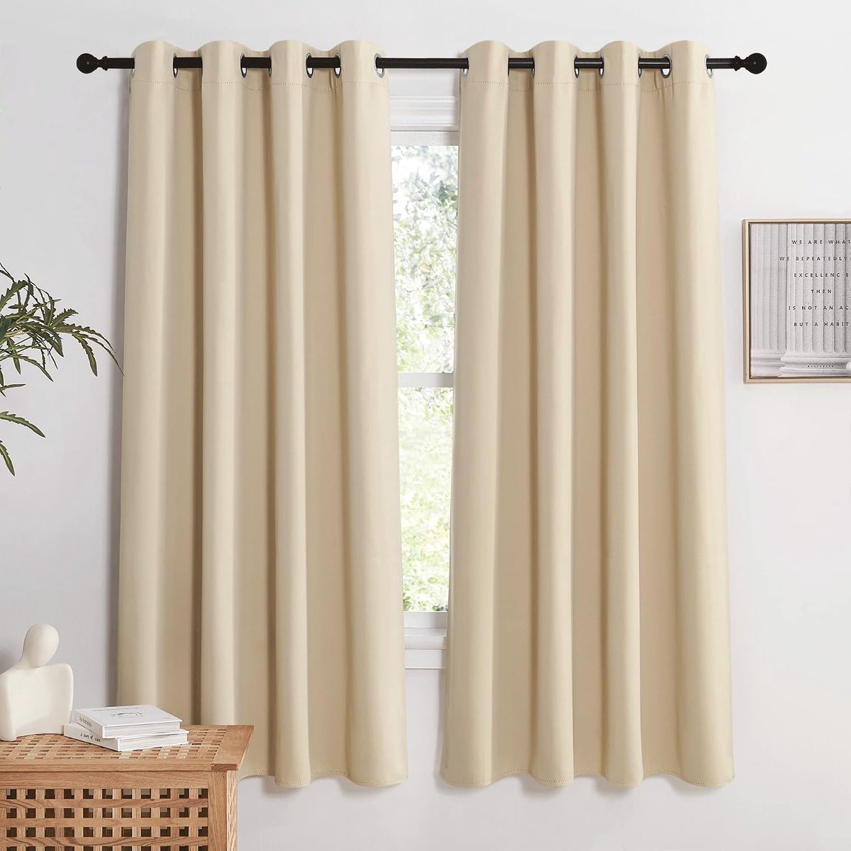 Verduisteringsgordijnen, Isoleren Licht, Geschikt voor Woonkamer Slaapkamer Studeerkamer, Gordijnen Kant en Klaar,140B x 175H cm (2 Panelen),Biscotti Beige