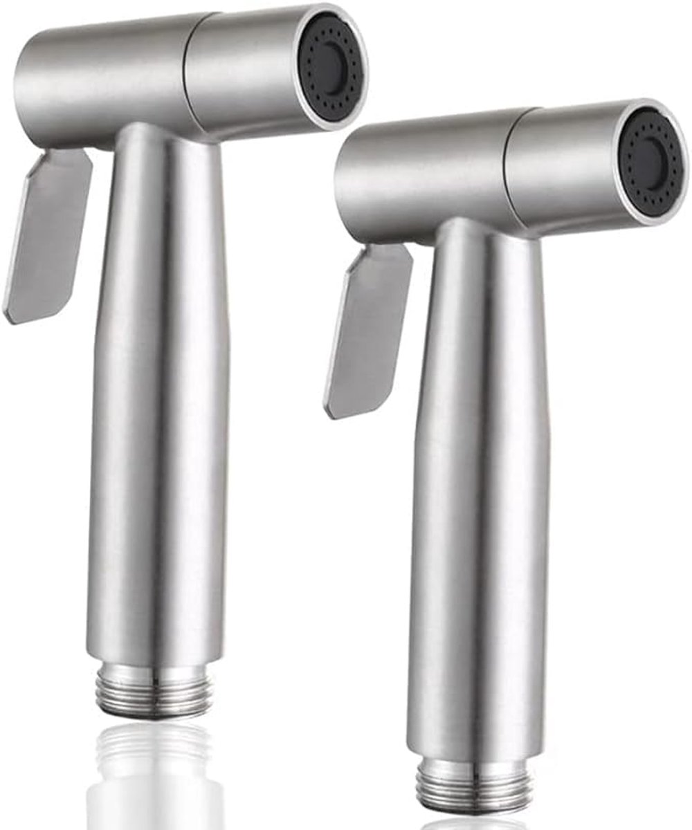 Toiletsproeier van roestvrij staal, bidet handdouche, roestvrij staal, sproeikop voor toilet, persoonlijke hygiëne en luierreiniging, 2 stuks