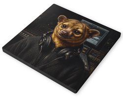 Canvas schilderij rolstaartbeer kinkajou (Potos flavus) muziekproducer artistieke dieren wanddecoratie studio origineel cadeau voor muziekliefhebbers, producers en dj's vierkant doek 40x40 cm